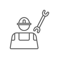 Technician Business people icon with black outline style. maintenance, engineer, service, worker, man, tool, engineering. Vector illustration