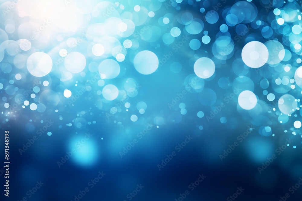 Wall mural abstract blue background with bokeh. generative ai