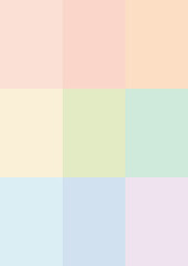 Fototapeta premium 9分割したカラフルなパステルカラーの長方形の背景 - 縦3分割･横3分割･明るい9色 - A版 