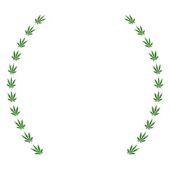 Cannabis marijuana leafs wreath leaves ornament on PNG transparent background, Vector illustration	