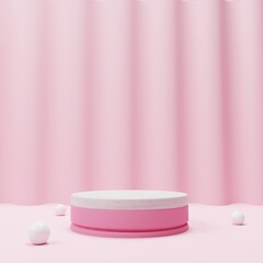 Pink and Geometry 3D Podium Render