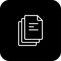 Paperwork Data management icon with black filled line style. document, contract, file, report, note, form, agreement. Vector illustration