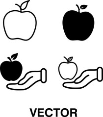 Apple vector icon, fruit symbol. apple icon set on white background
