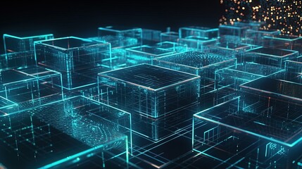 3d illustration of abstract technology background. Sci-fi concept.3D rendering of abstract technology concept. Futuristic cyberspace background,Abstract 3d rendering of data processing.Generative Ai