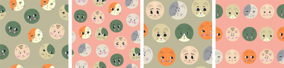 Funny cat face, abstract personage, mascot design, funny face, cute icon