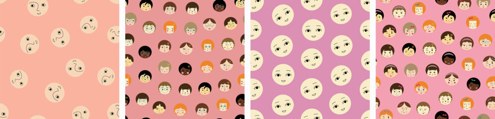 Feminine look, abstract personage, mascot design, funny face, cute icon