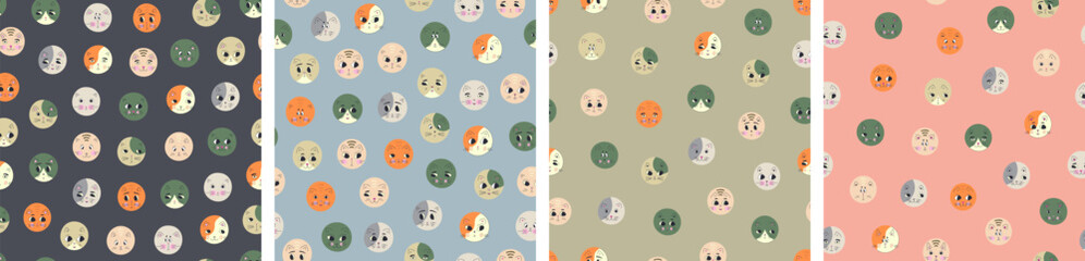 Funny cat face, abstract personage, mascot design, funny face, cute icon