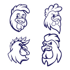 Rooster Head Logo Symbol. Stencil Design