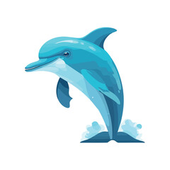 Cute dolphin jumping in waves, underwater fun © djvstock