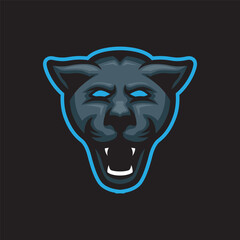Black panther head mascot logo