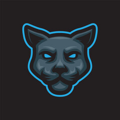 Black panther head mascot logo