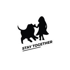 The picture of a silhouette of a dog and a child represents togetherness.