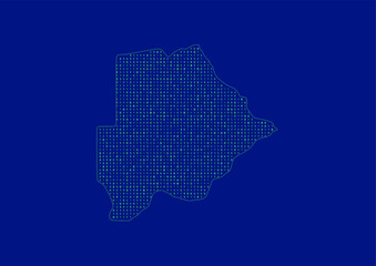 Vector Botswana map for technology or innovation or it concepts. Minimalist country border filled with 1s and 0s. File is suitable for digital editing and prints of all sizes.