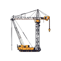 Heavy crane picking up steel on construction site