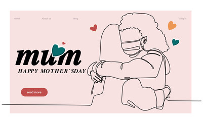Happy Mother's Day handwritten lettering. Continuous line drawing text design. Vector illustration. Vector illustration
