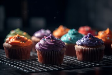 A centered shot of a dozen of cupcakes ai generative illustration