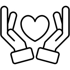 Charity Icon, Line Icon Style, Social service care Symbol Vector Stock.