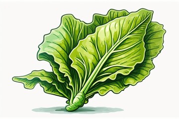 fresh green leafy vegetable isolated on a white background. Generative AI