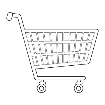 supermarket trolley line vector illustration