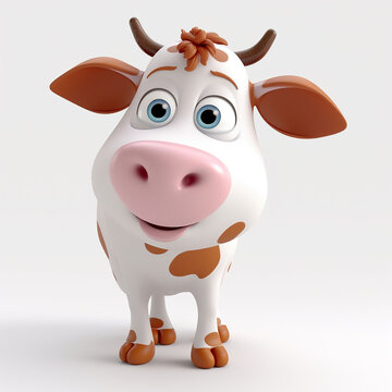 Cute cow cartoon 3d