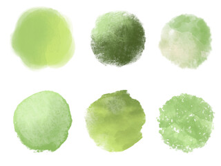 緑の水彩で描かれたいろいろなストロークのフレーム素材セット