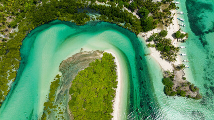 Beautiful sea landscape beach with turquoise water. Balidbid Lagoon, Bantayan island, Philippines. © Alex Traveler