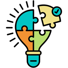 Solve Icon, Line Filled Icon Style, Problem solving advise Symbol Vector Stock.