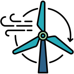 Turbine Icon, Line Filled Icon Style, Energy power resource Symbol Vector Stock.