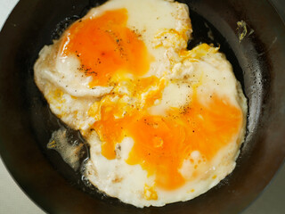 fried egg in a frying pan