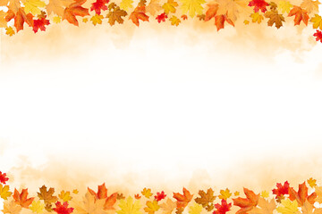 Naklejka na ściany i meble Autumn Transparent Smoke Background with Orange and Red Leaves | Maple Leaves