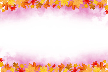 Autumn Transparent Smoke Background with Orange and Red Leaves | Maple Leaves