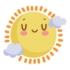 Smiling sun cartoon brings summer fun and happiness
