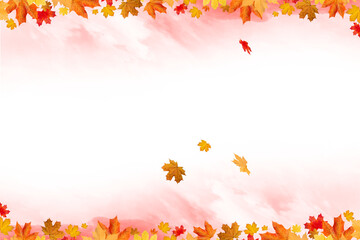 Autumn Transparent Smoke Background with Orange and Red Leaves | Maple Leaves