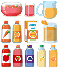 Fruit Juice in Various Packaging Vector Set