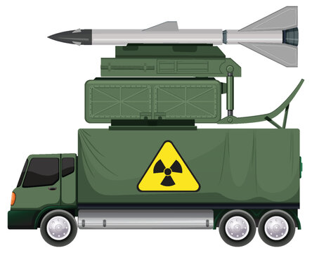green military truck with missile and radiation clip art preview