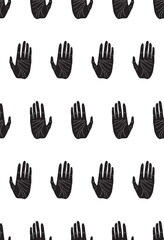 Obraz premium Hand palmistry magic scandinavian black and white seamless pattern