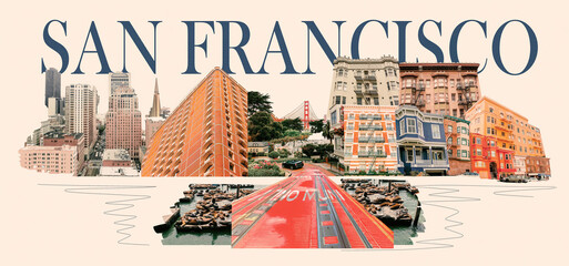 San Francisco in colorful poster design.