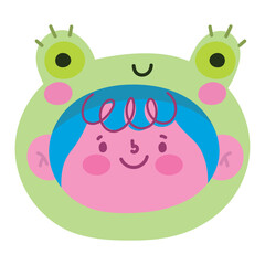 Cheerful cartoon character smiling with joy