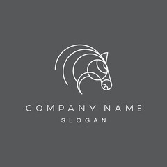 creative horse head line outline mono line style professional logo design vector