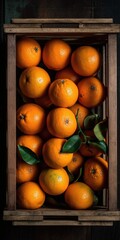 Top view of Oranges in wooden cage. Generative Ai