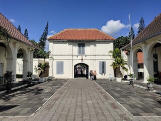 Yogyakarta, Indonesia – January 17, 2020:  Yogyakarta Vredeburg Fortress, otherwise known as Benteng Yogyakarta, was first built to be a Dutch fortress. Selected Focus