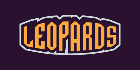 Bold sports font for leopard logo. Text style lettering for esport, leopard mascot logo, sport team, college club. Vector illustration isolated on background