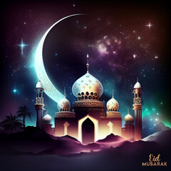 Beautiful Eid mubarak arabic islamic background and banner Design.