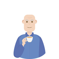 The Elderly Grandfather Relaxed Rest Drink Tea
