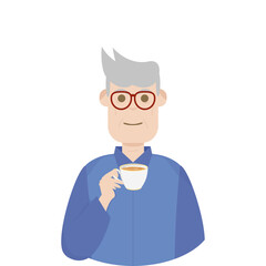 The Elderly Grandfather Relaxed Rest Drink Tea
