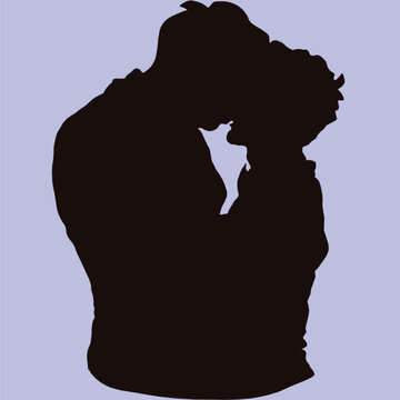 Picture of a black kiss on a light purple background. support homosexuality vector