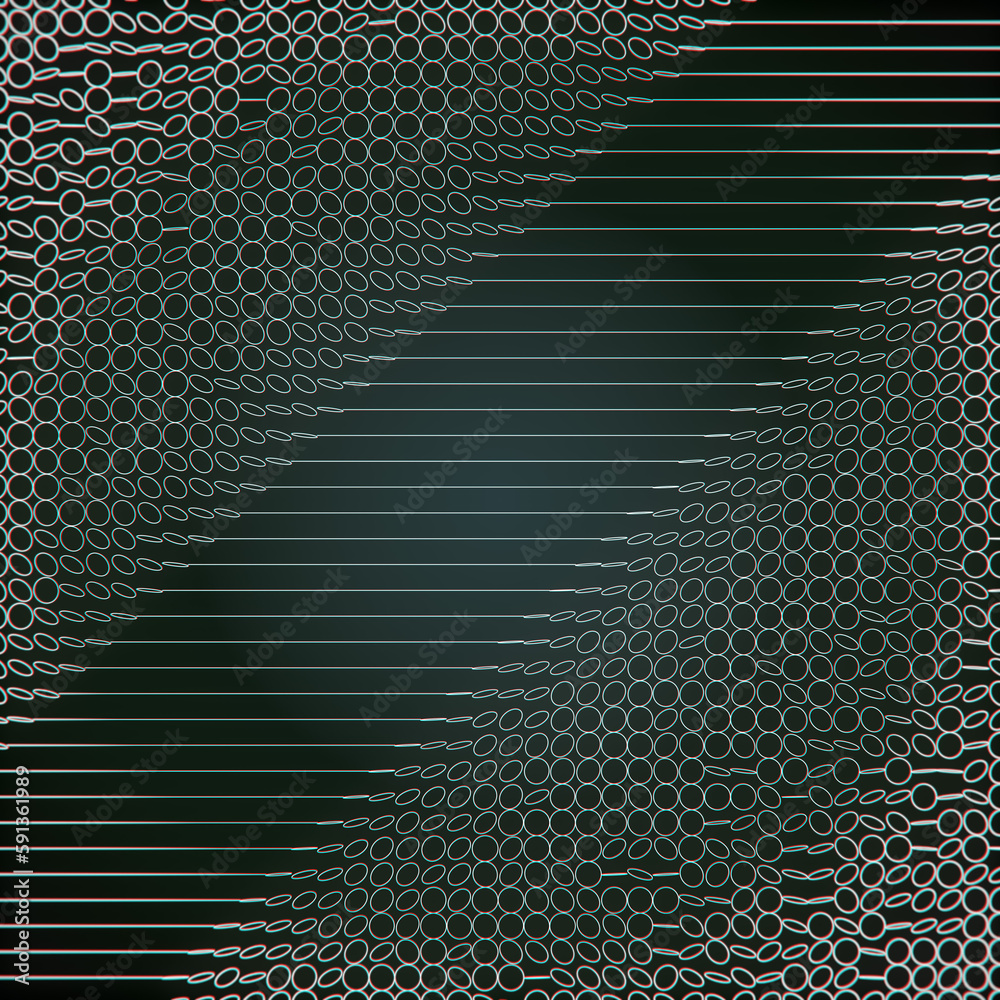 Poster 3d rendering digital illustration of simple white geometric shapes on a dark background