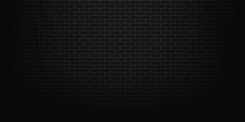 Black brick wall panoramic background.vector illustration