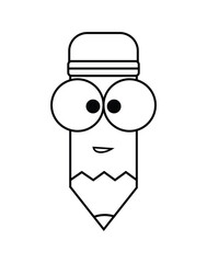 Cartoon pencil icon. Silhouette, pencil sketch on white. Vector