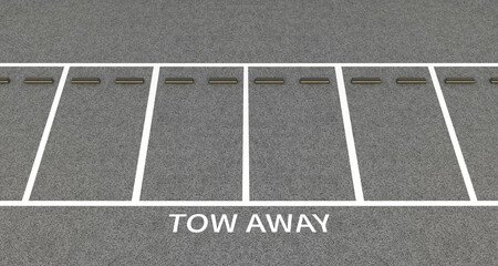 Top view of parking lane.
empty car parking lot and road sign marking.